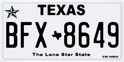 TX license plate BFX8649