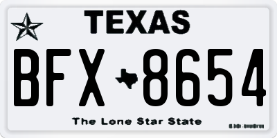 TX license plate BFX8654