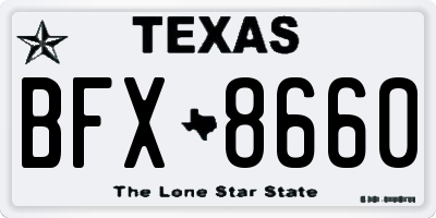 TX license plate BFX8660