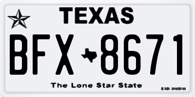 TX license plate BFX8671