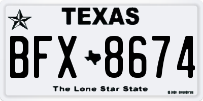 TX license plate BFX8674