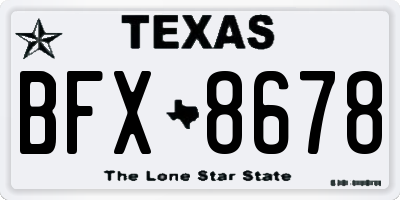 TX license plate BFX8678