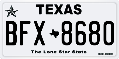 TX license plate BFX8680