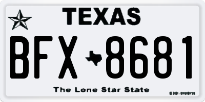 TX license plate BFX8681