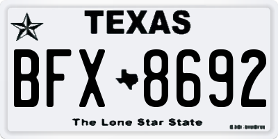TX license plate BFX8692