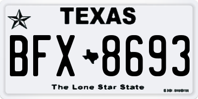 TX license plate BFX8693