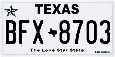 TX license plate BFX8703
