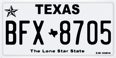 TX license plate BFX8705