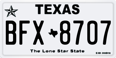 TX license plate BFX8707