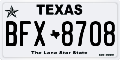 TX license plate BFX8708