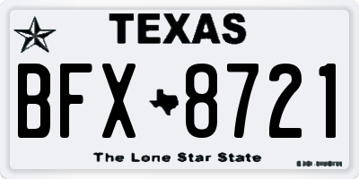 TX license plate BFX8721