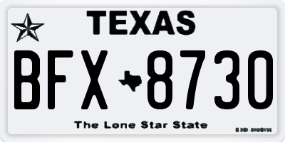 TX license plate BFX8730