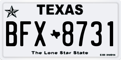 TX license plate BFX8731
