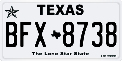 TX license plate BFX8738