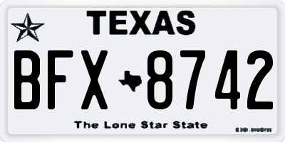 TX license plate BFX8742