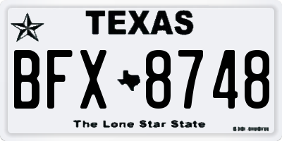 TX license plate BFX8748