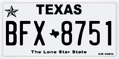 TX license plate BFX8751