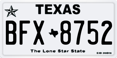 TX license plate BFX8752
