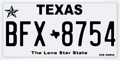 TX license plate BFX8754