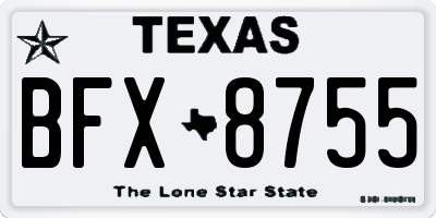 TX license plate BFX8755