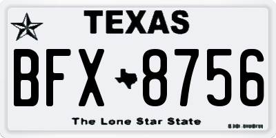 TX license plate BFX8756