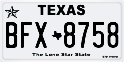 TX license plate BFX8758