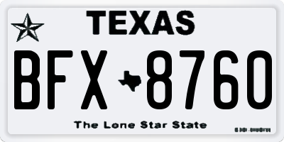 TX license plate BFX8760
