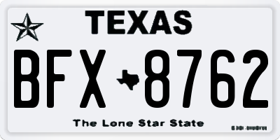 TX license plate BFX8762