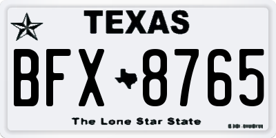 TX license plate BFX8765