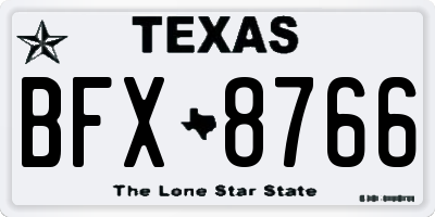 TX license plate BFX8766