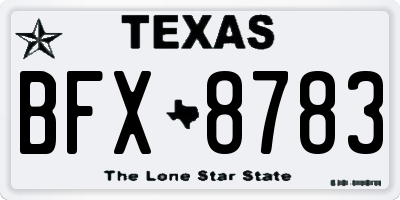 TX license plate BFX8783