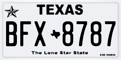 TX license plate BFX8787
