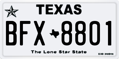 TX license plate BFX8801