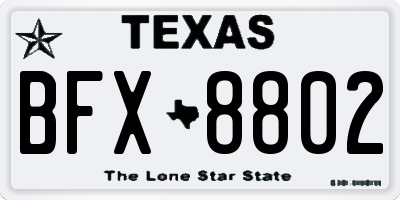 TX license plate BFX8802