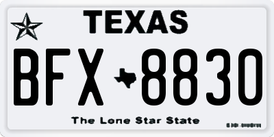 TX license plate BFX8830