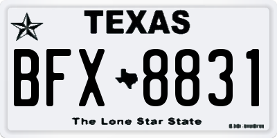 TX license plate BFX8831