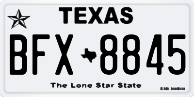 TX license plate BFX8845