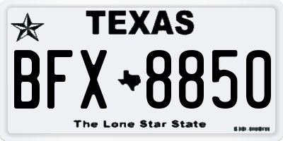 TX license plate BFX8850