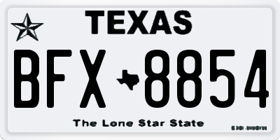 TX license plate BFX8854