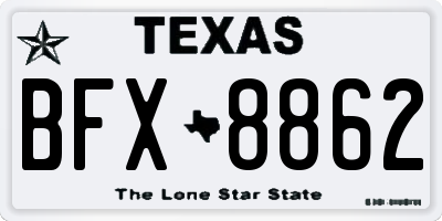 TX license plate BFX8862