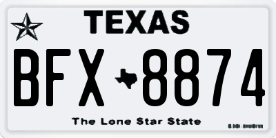 TX license plate BFX8874