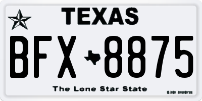 TX license plate BFX8875