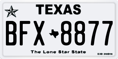 TX license plate BFX8877