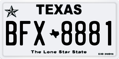 TX license plate BFX8881