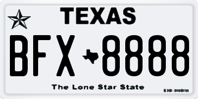 TX license plate BFX8888