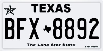 TX license plate BFX8892