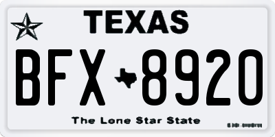 TX license plate BFX8920