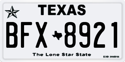TX license plate BFX8921