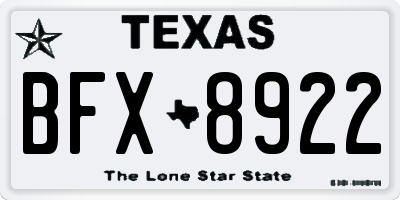 TX license plate BFX8922