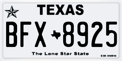 TX license plate BFX8925